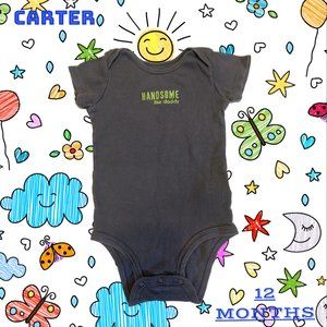 CARTERS HANDSOME BABY BLACK PRINTED BODYSUIT FOR INFANT SIZE  12 MONTHS
